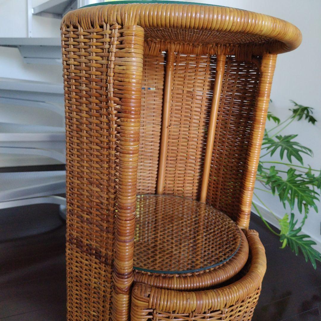 美品です！レトロ ラタン キャビネット 飾り棚 ガラス別売り