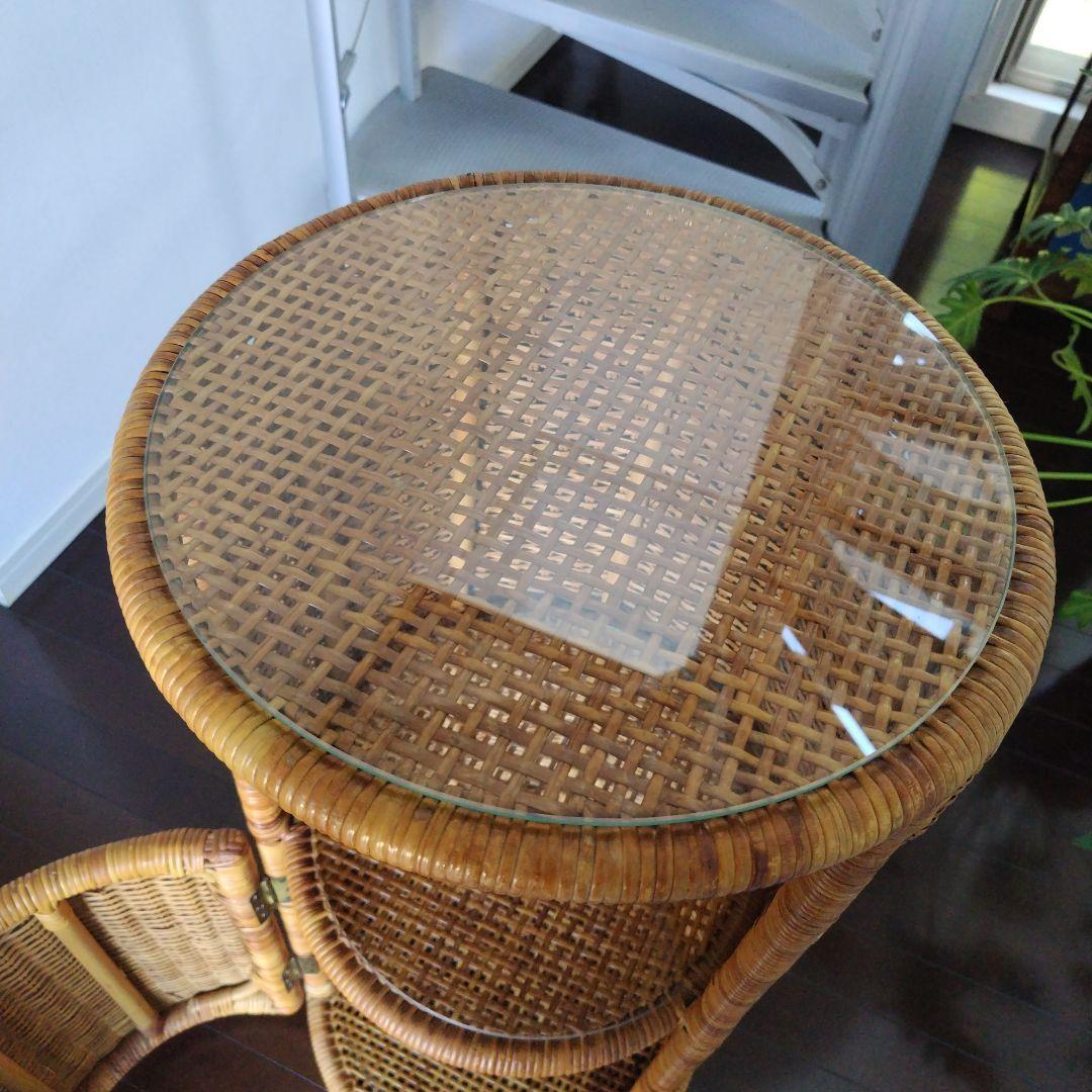 美品です！レトロ ラタン キャビネット 飾り棚 ガラス別売り