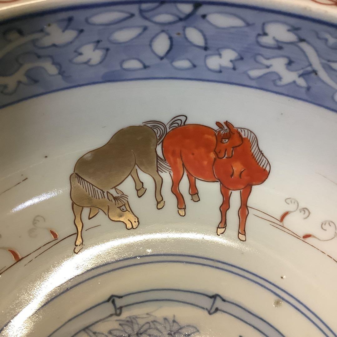 古伊万里　三つ鉢　鉢皿　女夫馬紋　幕末　馬年　九谷焼・大聖寺・李朝・輪島塗好き