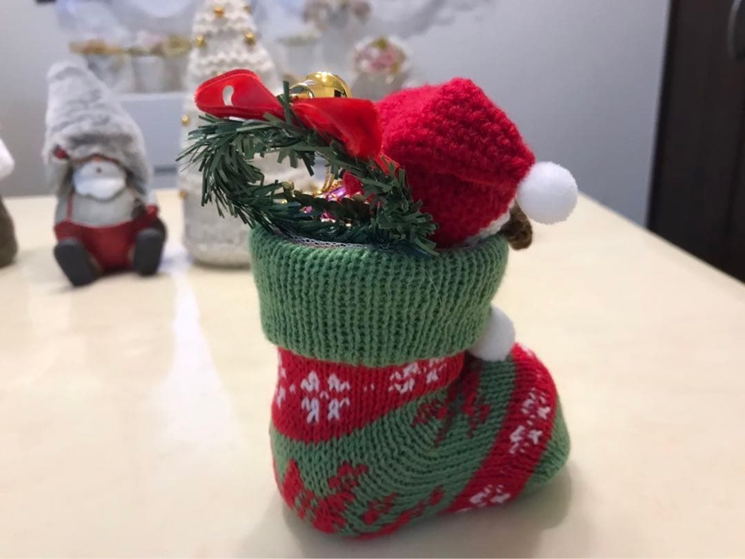 編みぐるみ♡クリスマスブーツ♡クリスマス♡ダックス♡インテリアに