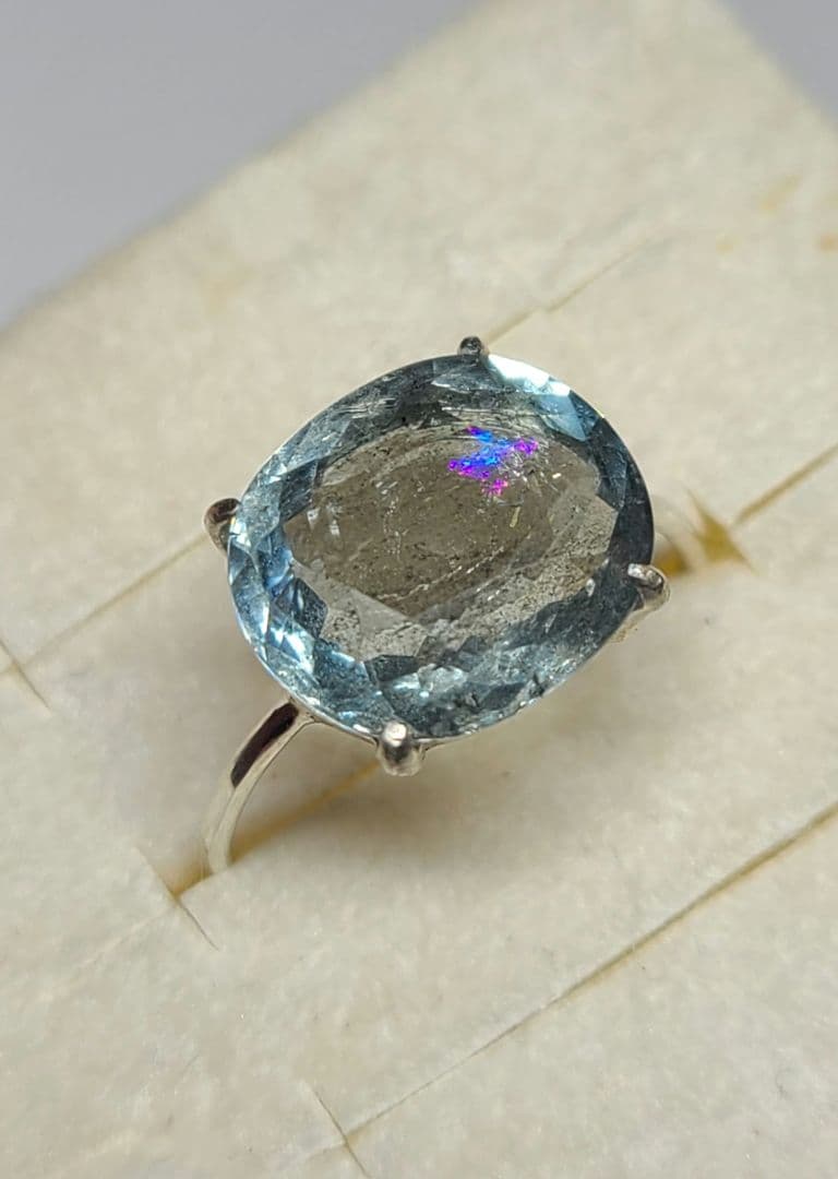 レインボーにピカピカシラー☆非加熱ブラジル産アクアマリン☆オーダー