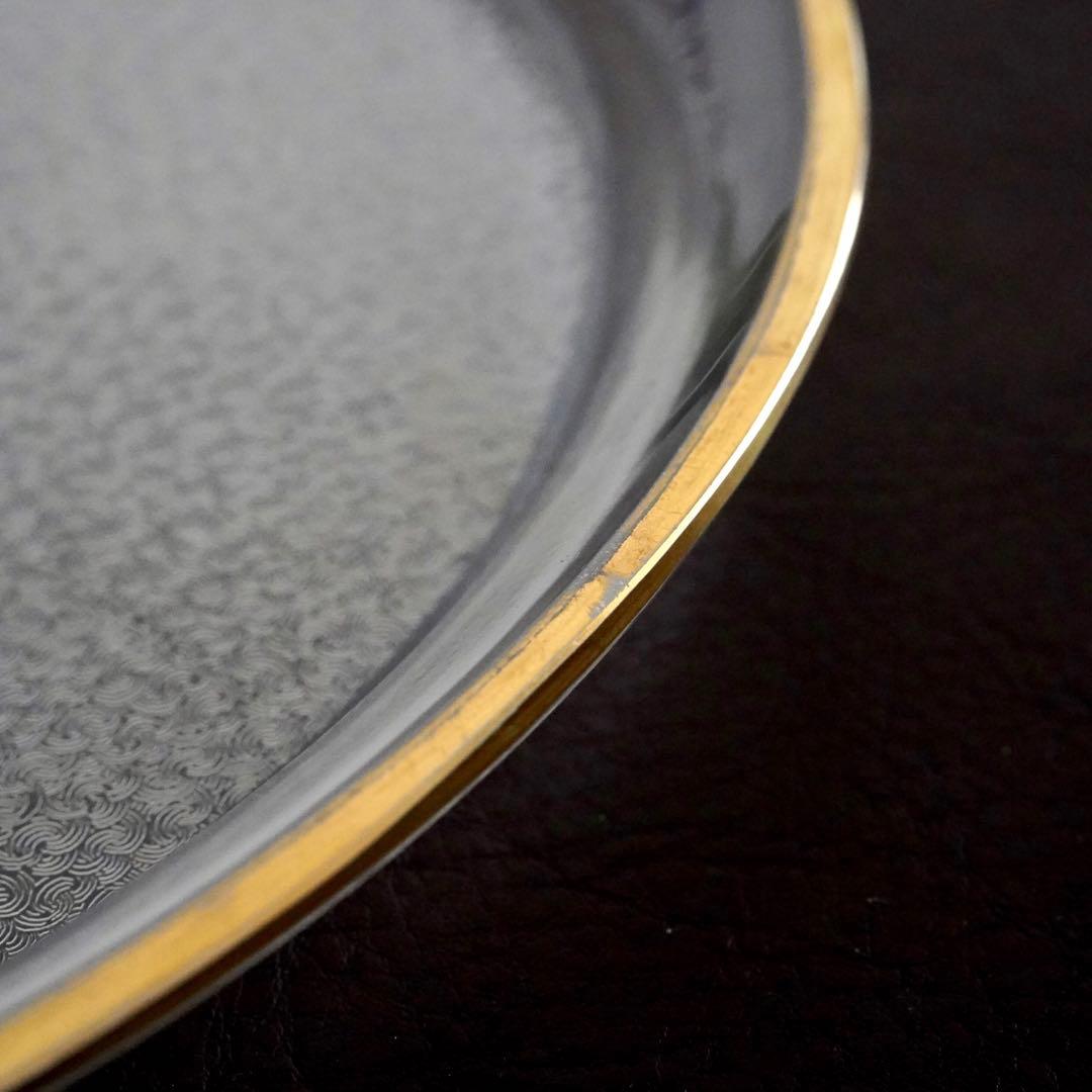 希少美品◆オールドサンルイ《金彩 アシッドエッチング》大型トレイ◆優雅な装飾美
