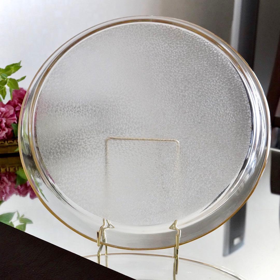 希少美品◆オールドサンルイ《金彩 アシッドエッチング》大型トレイ◆優雅な装飾美