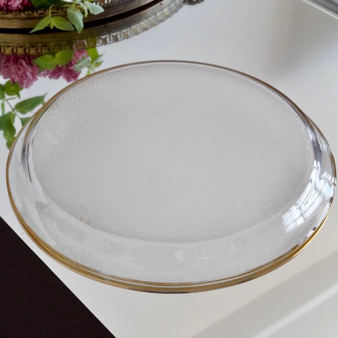 希少美品◆オールドサンルイ《金彩 アシッドエッチング》大型トレイ◆優雅な装飾美