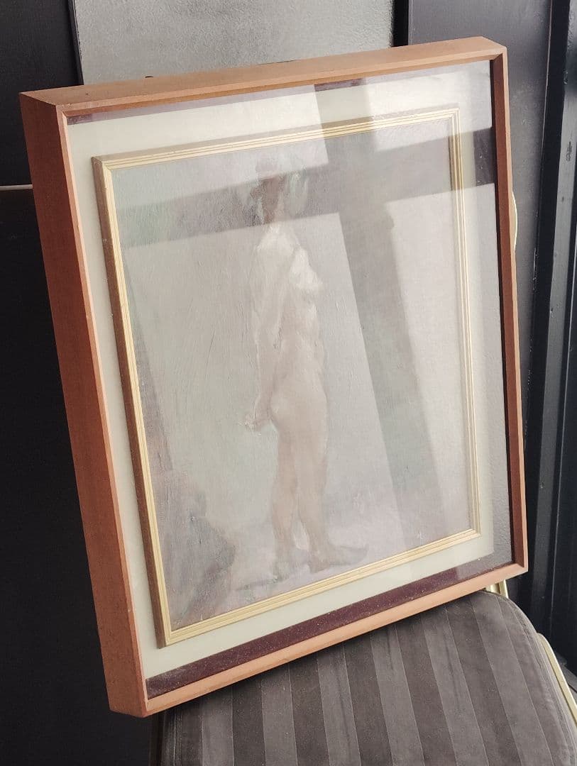 ヌード　裸婦　油彩画 木製フレーム