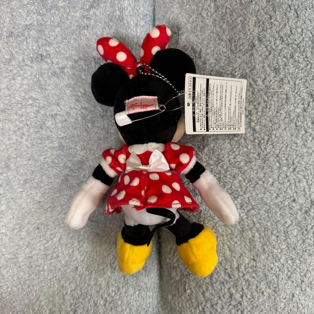 新品 ディズニー ミニー ぬいぐるみバッジ キーホルダー ノーマル 水玉