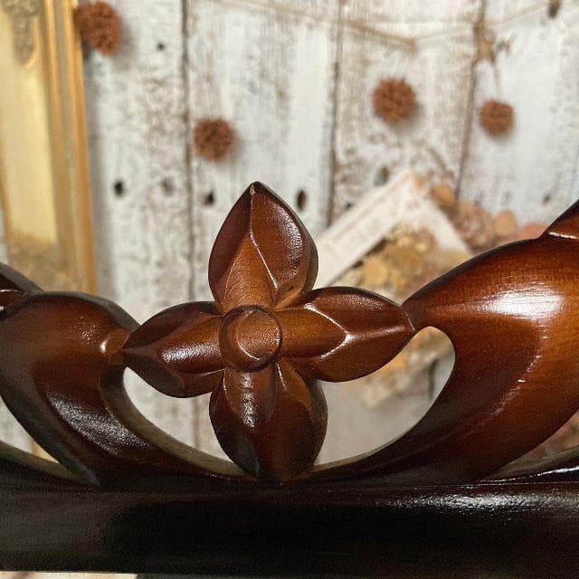 ヴィンテージ*アイヌ 彫刻*古い 木彫り ウッドフレーム ウォールミラー壁掛け鏡