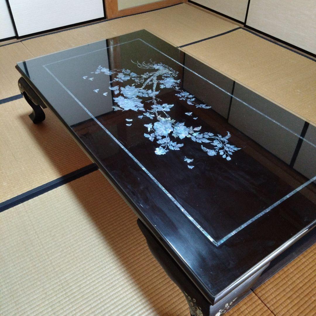 「黒うるし地」に「螺鈿細工（らでんざいく）座卓」「高級」「和室」「ローテーブル」