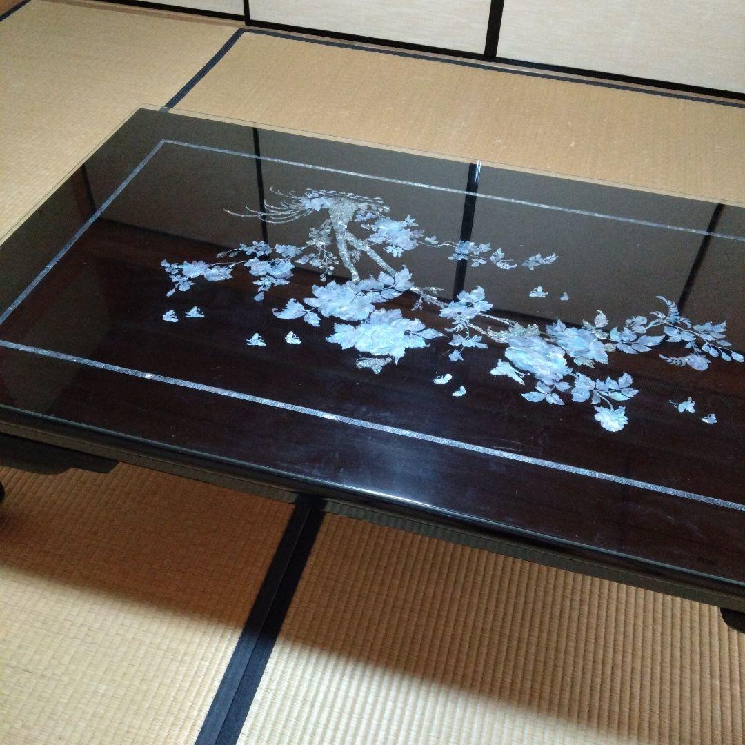 「黒うるし地」に「螺鈿細工（らでんざいく）座卓」「高級」「和室」「ローテーブル」