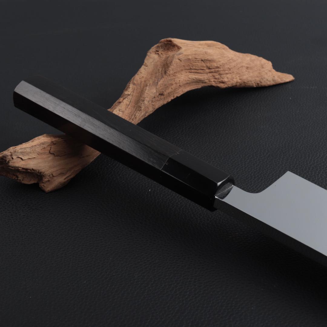 8509 鏡面仕上げ 身卸し・舟行 9寸 刃は究極の切れ味 黒檀黒水牛角八角柄