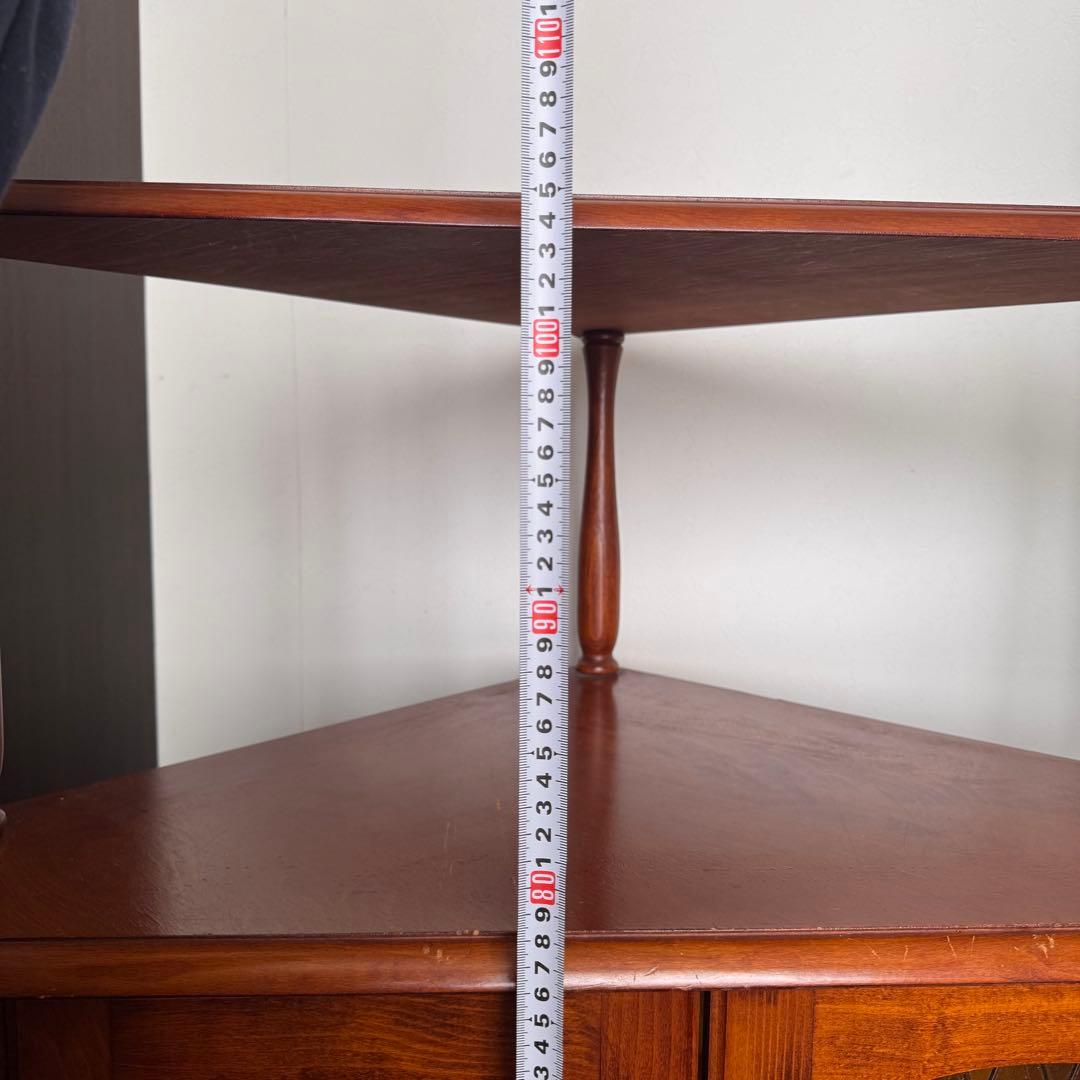 アンティークコーナーシェルフ　ガラス扉　ジャパンヴィンテージ　ミッドセンチュリー