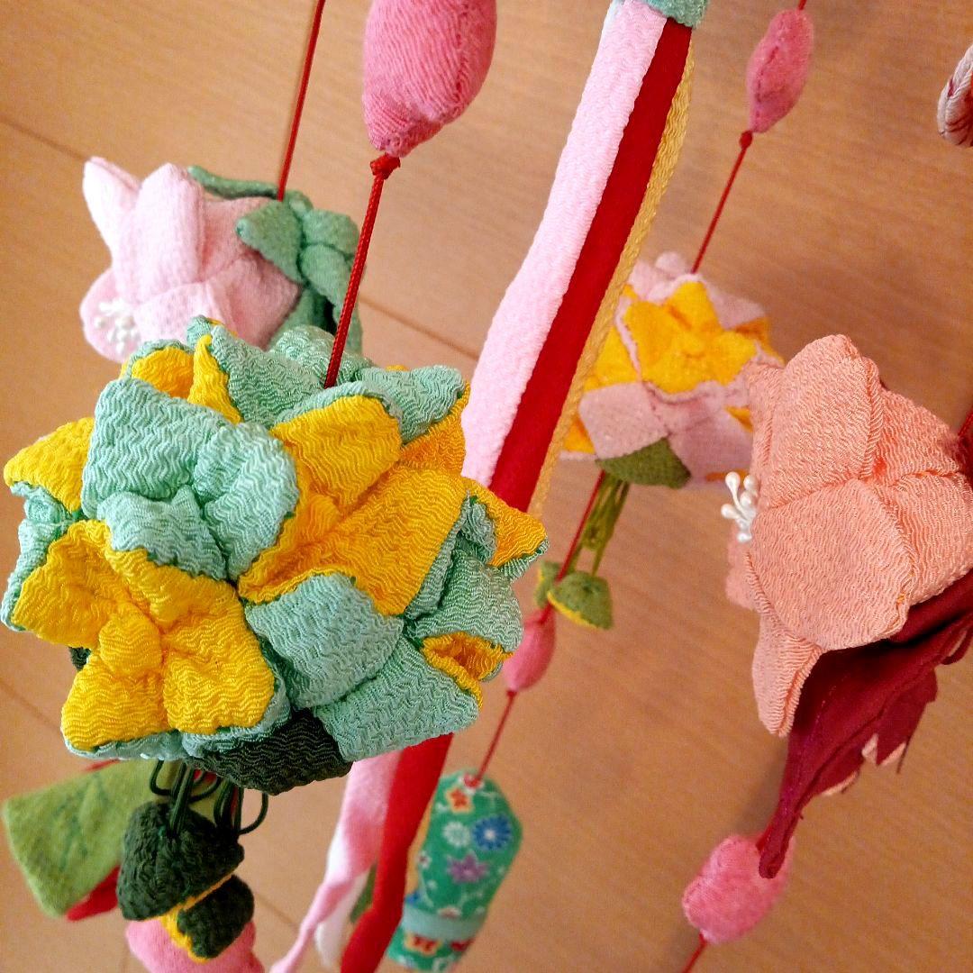 ハンドメイド 全長65cm 吊るし飾り ちりめん 着物 和布 さげもん 大振り