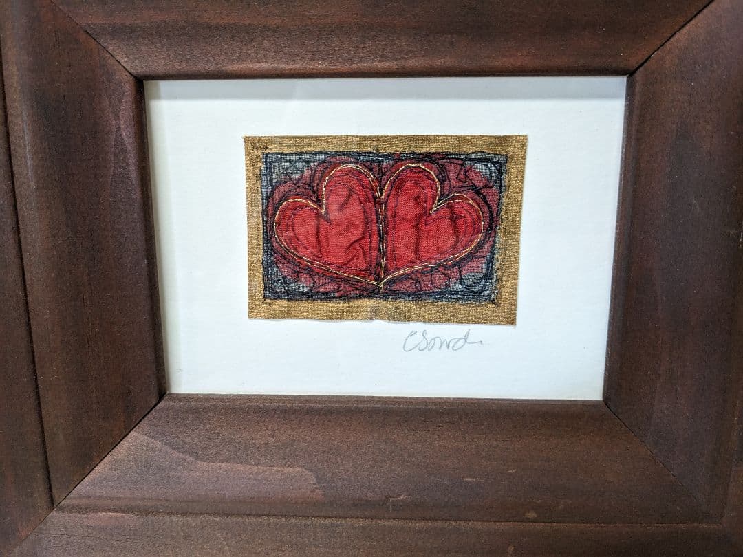 「claireSowdenクレアソヴデン亅ハート刺繍額入セットサイン入