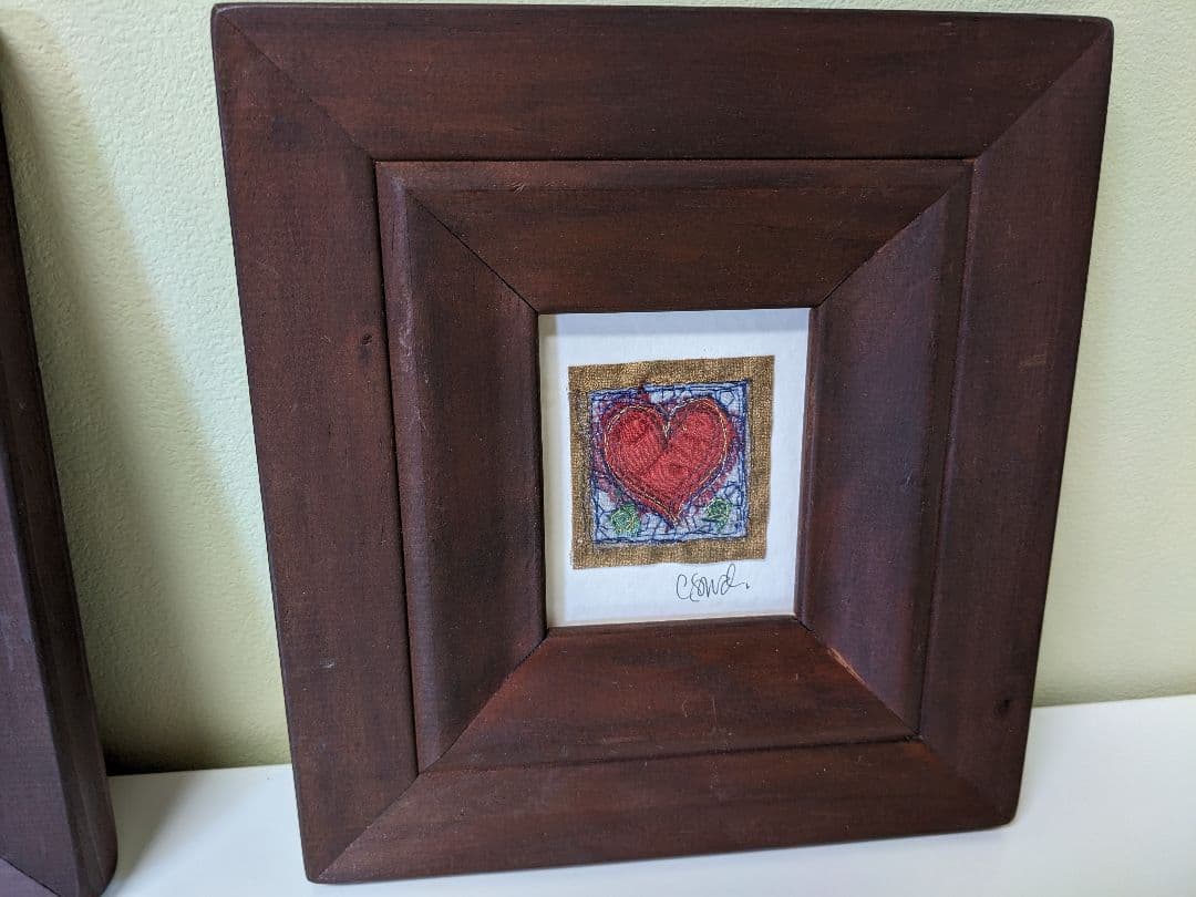 「claireSowdenクレアソヴデン亅ハート刺繍額入セットサイン入
