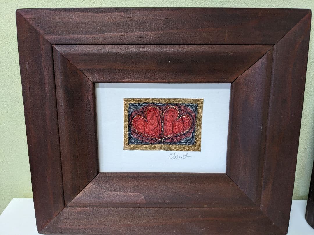 「claireSowdenクレアソヴデン亅ハート刺繍額入セットサイン入