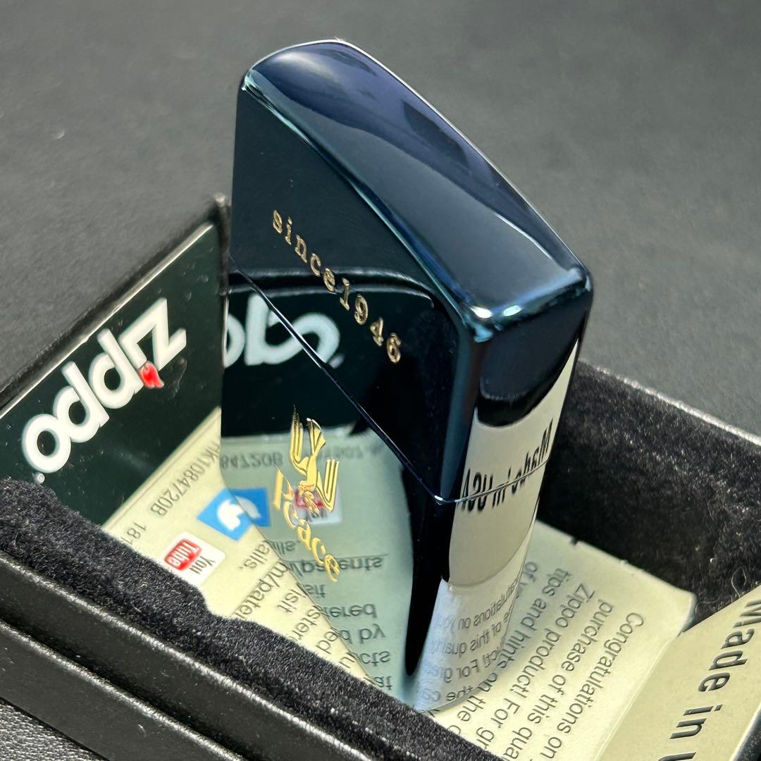 B ジッポー　ピース　ブルーチタン