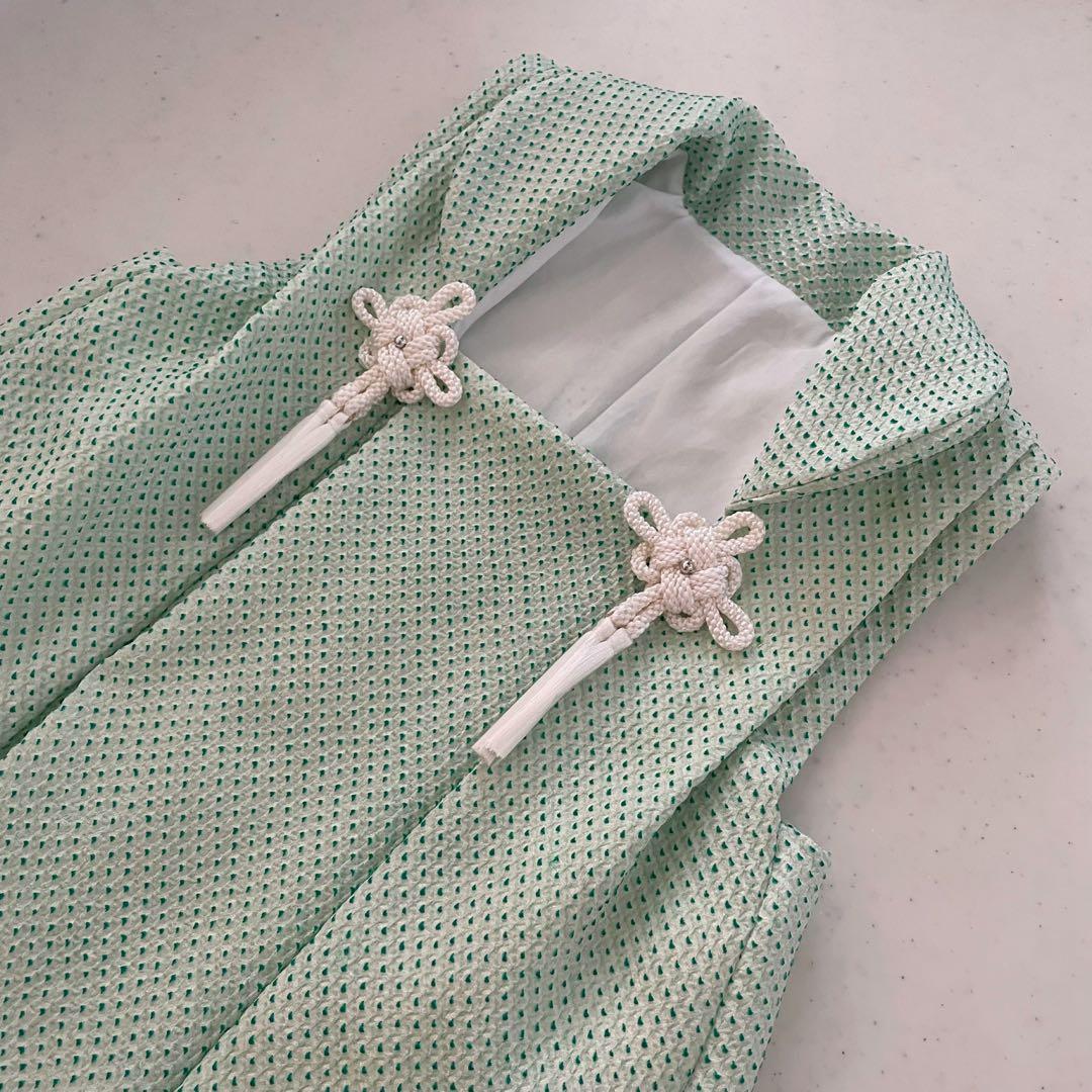 七五三　3歳　正絹　総絞りの被布　　ハンドメイド　巾着付き