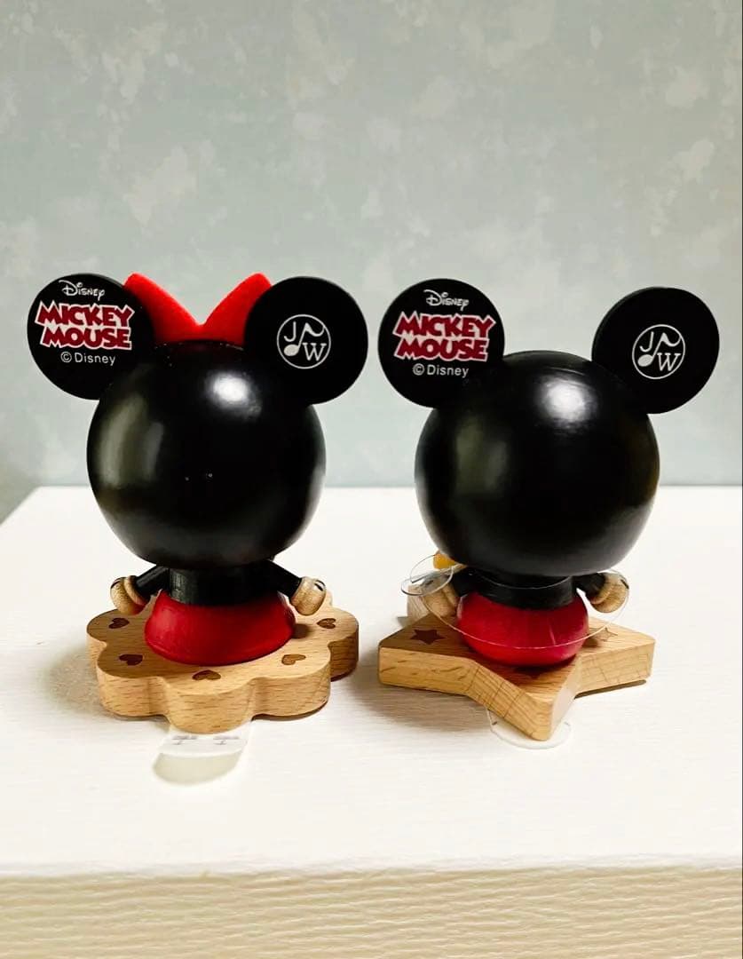 ディズニー ミッキー ミニー 木製 首振り フィギュア 2体セット インテリア