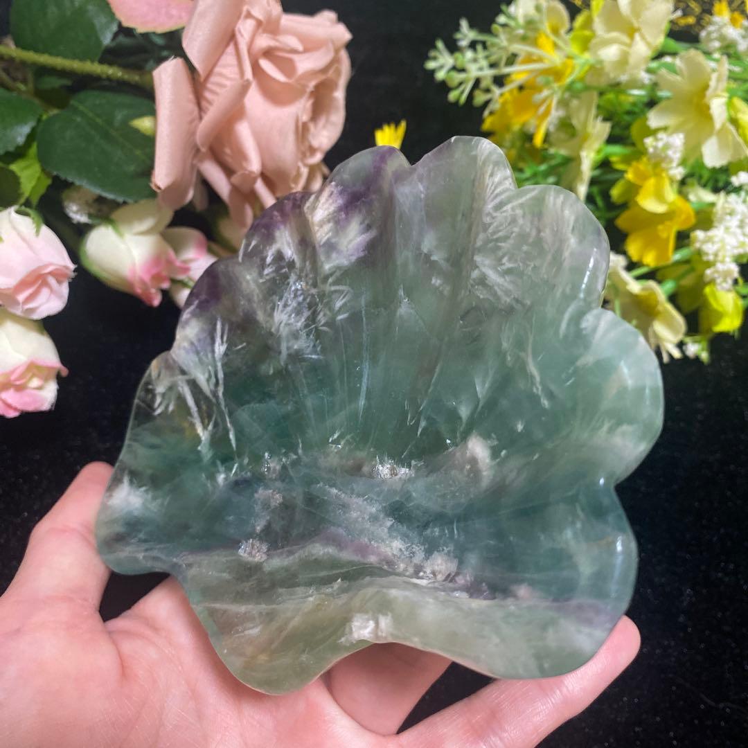 エンジェルフェザーフローライト シェルカービング お皿