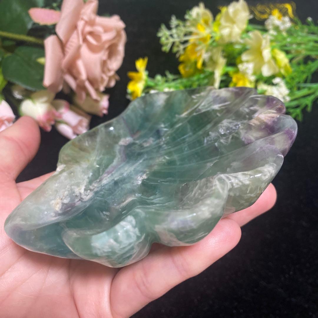 エンジェルフェザーフローライト シェルカービング お皿