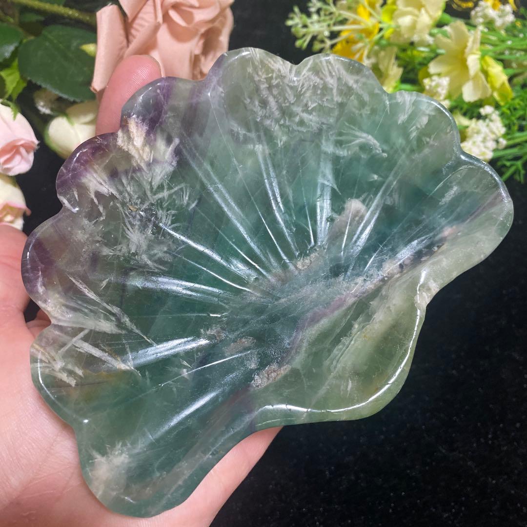 エンジェルフェザーフローライト シェルカービング お皿