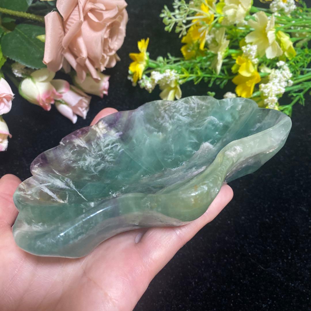 エンジェルフェザーフローライト シェルカービング お皿