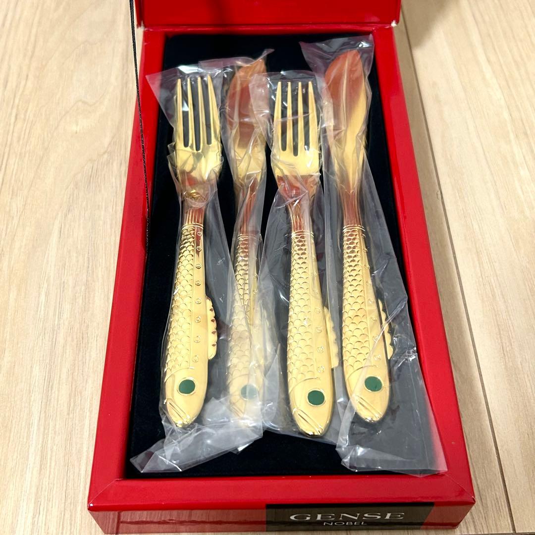 【未使用品・レア】GENSE ゲンセ ノーベル フィッシュカトラリー 4点セット