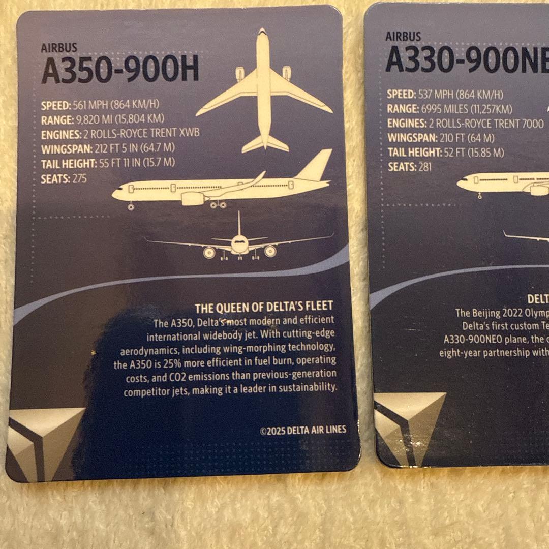 デルタ航空　トレーディングカード2枚セット　新品　レア　入手困難