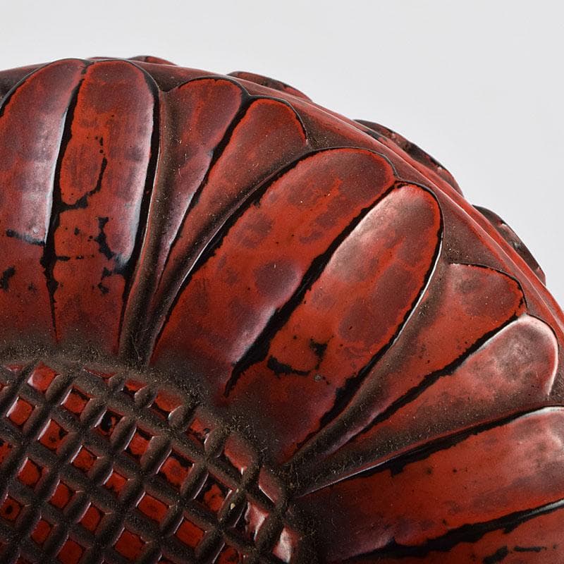 茶道具　鎌倉彫　菊香合　書付箱付　V　R9429