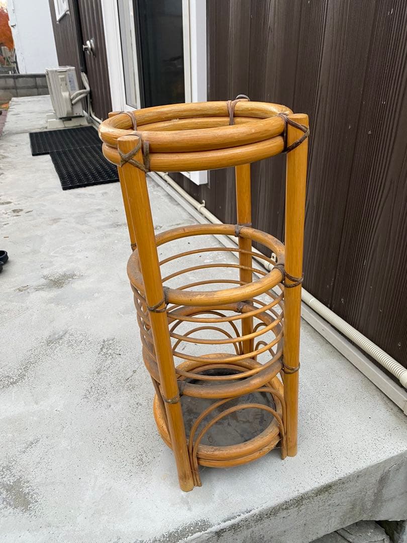 アンティーク】籐 製 傘立て 玄関収納 北欧 古道具 古民家 ナチュラル