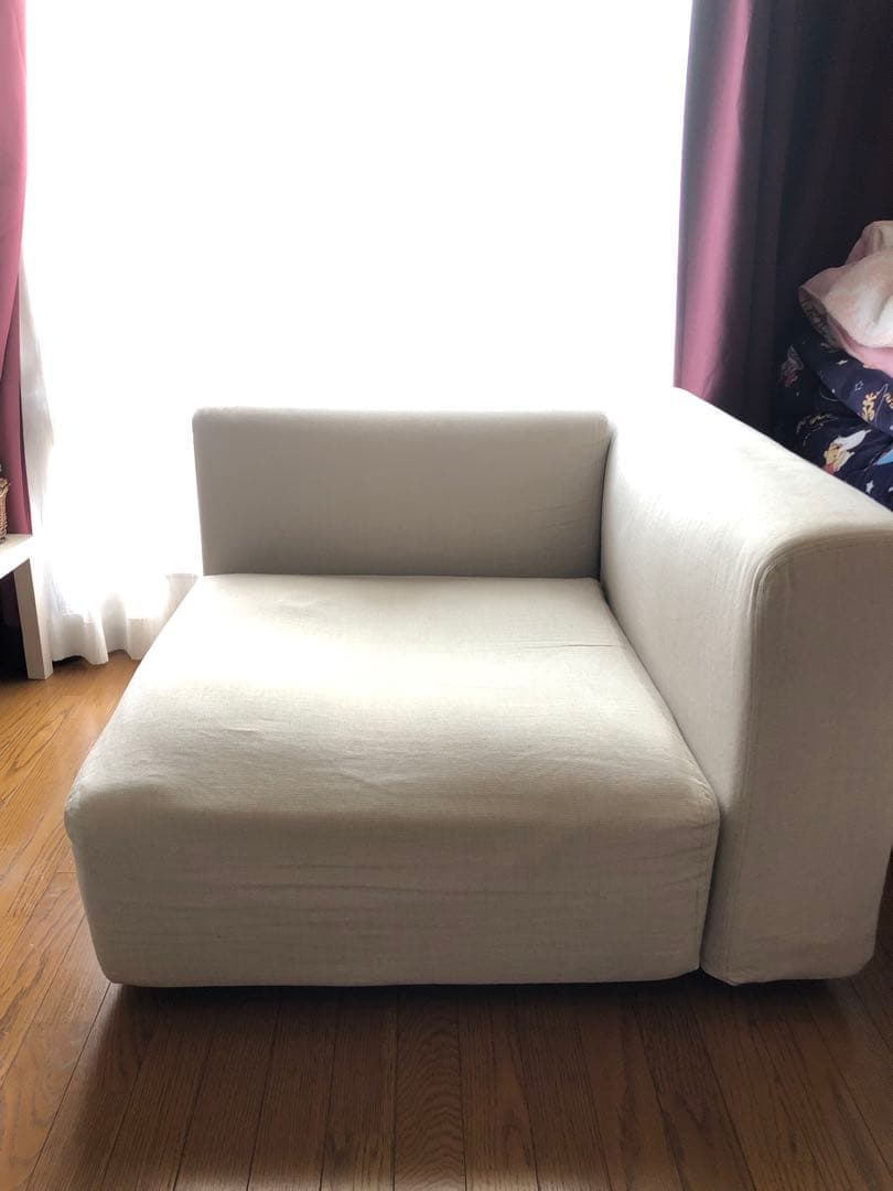 無印の旧型ユニットソファー大&麻綿平織カバー付き