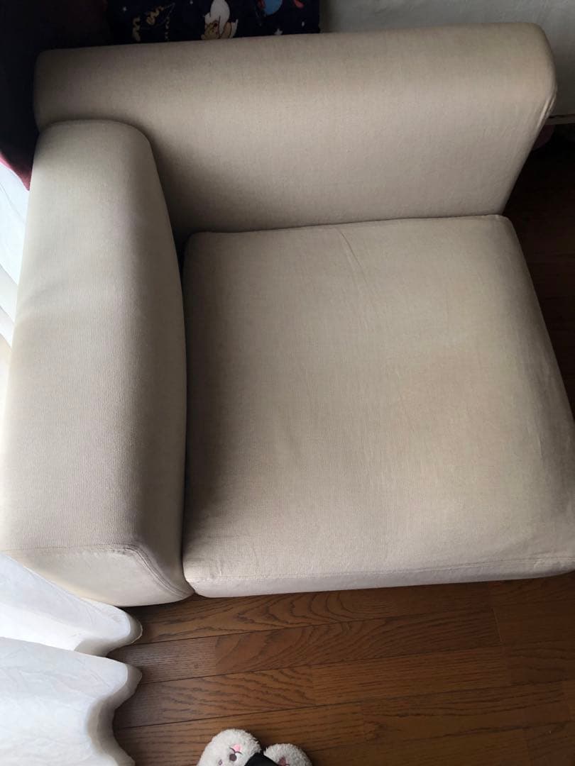 無印の旧型ユニットソファー大&麻綿平織カバー付き