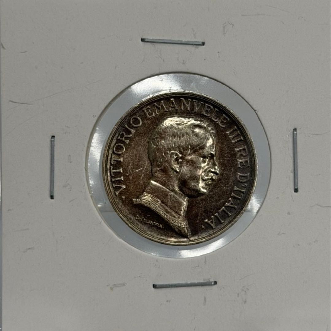 1916年イタリア勝利の女神ヴィクトリア＆エマニュエーレ3世1リラ銀貨