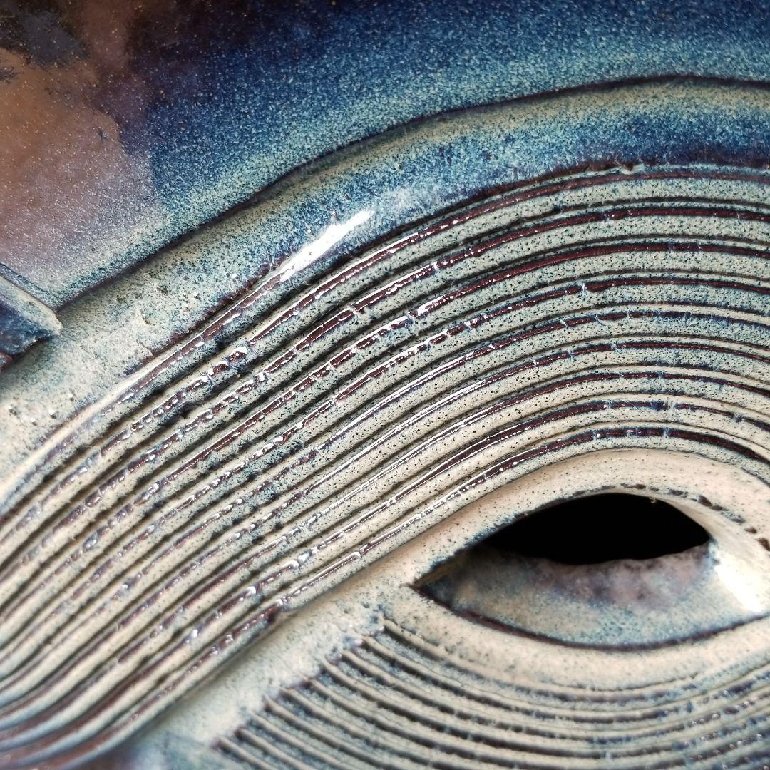 お値下げしました⤵信楽焼傘立て 長角波彫 高さ43cm