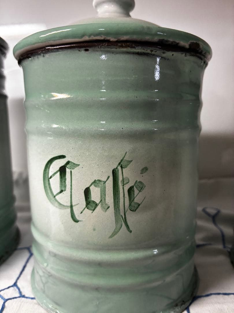 フランスアンティーク ホーローキャニスター 3点セット （1920〜30年代頃）