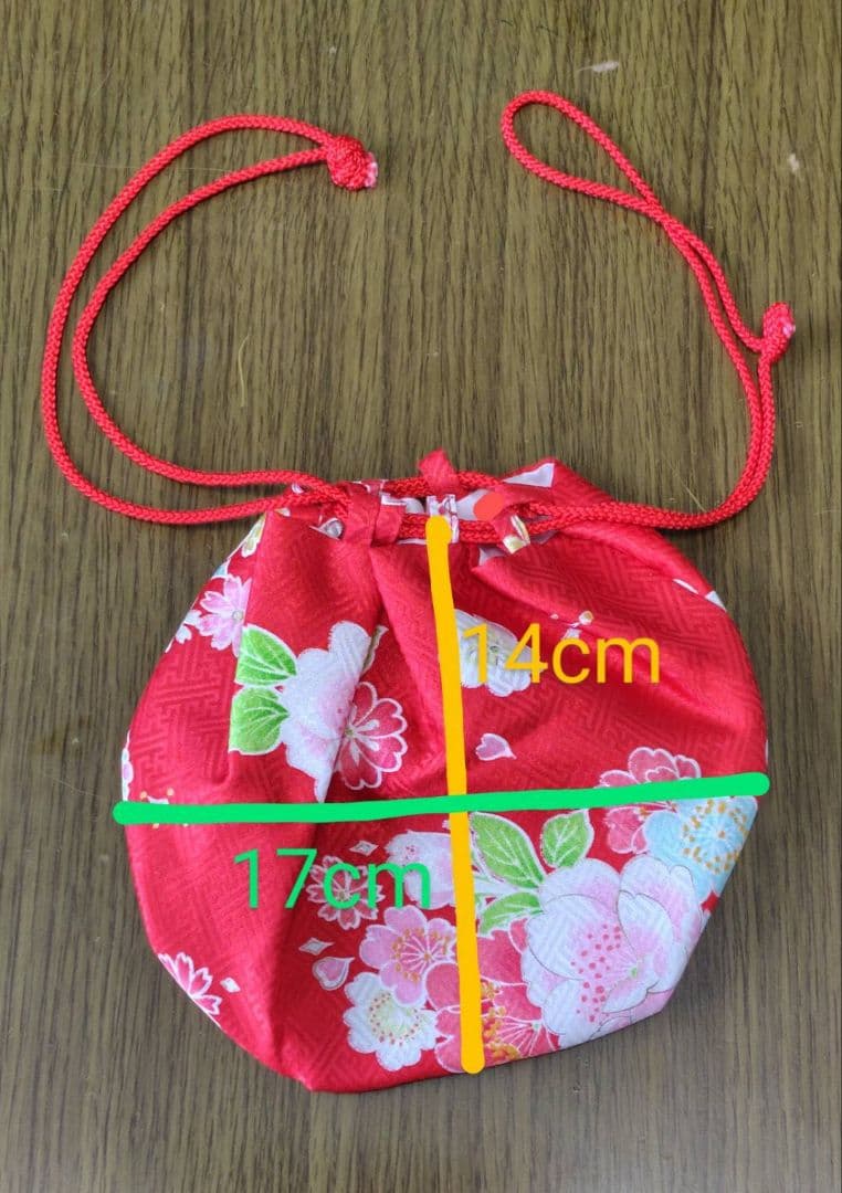 RK330アンティーク子供着物3点セット長襦袢巾着袋付き着丈90裄丈39　3歳用