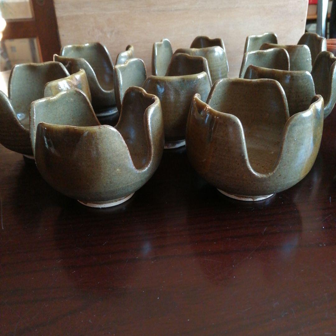 信楽焼　勝尾青龍洞　流釉割山椒向付　10客　10.5cm