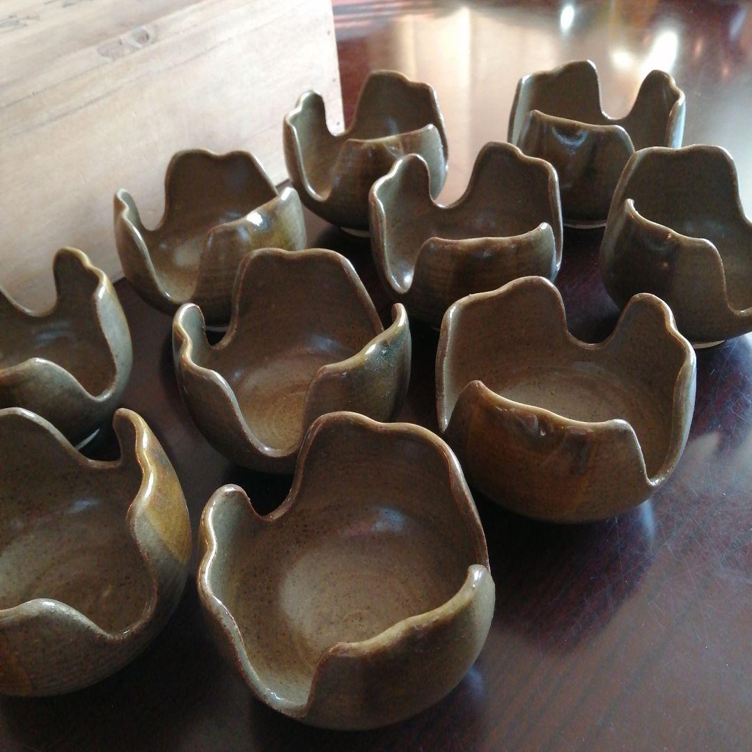 信楽焼　勝尾青龍洞　流釉割山椒向付　10客　10.5cm