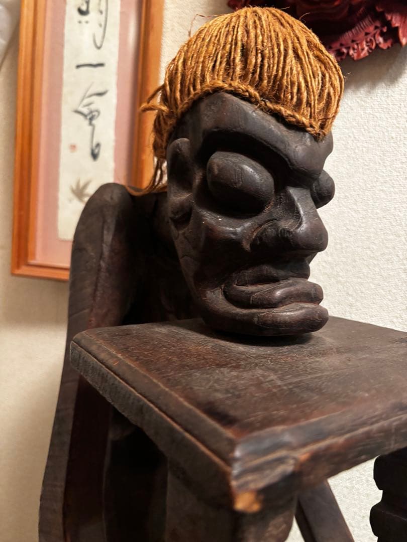 バリ島 木彫り 特大CDラック２個セット 人物モチーフ アジアン