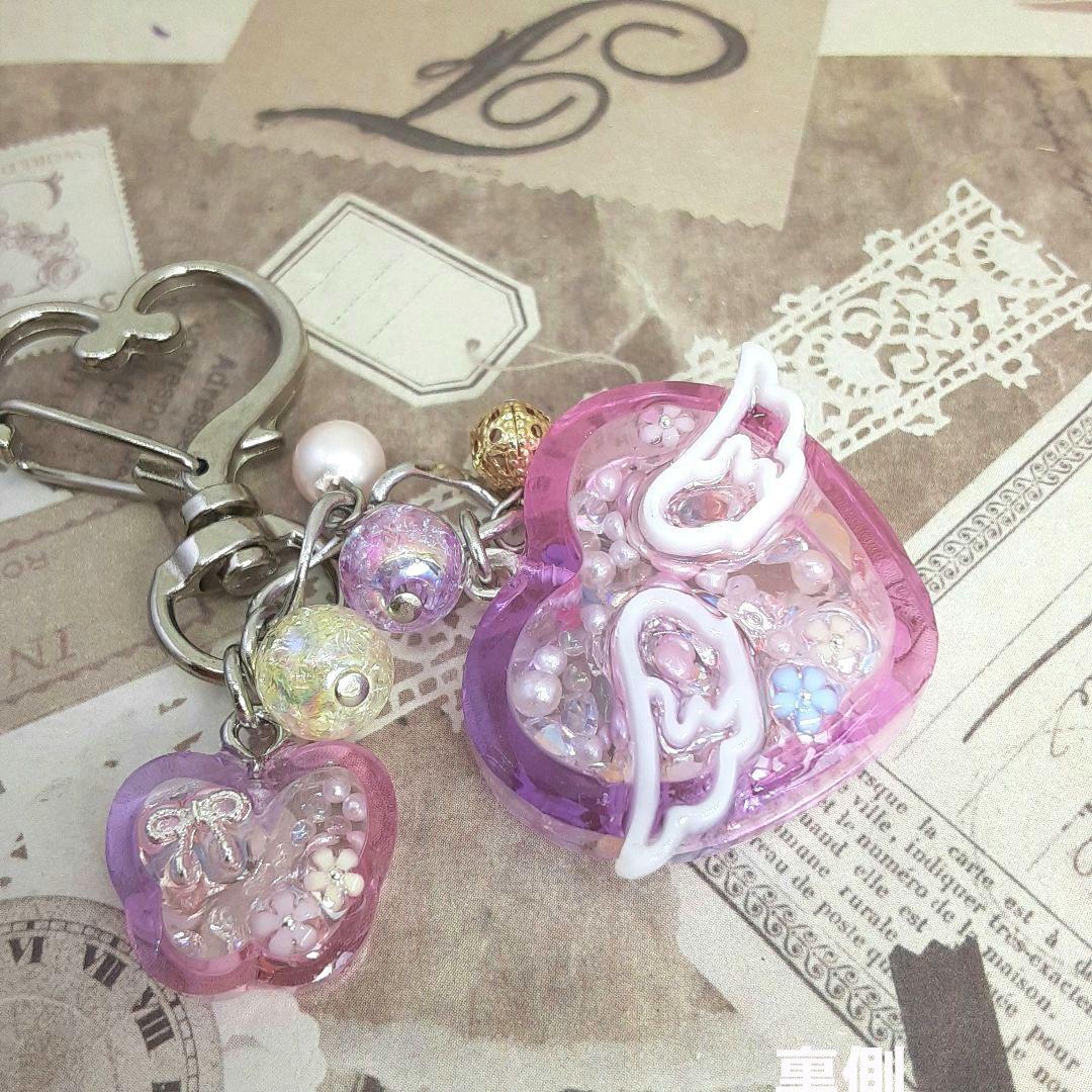 #154　ゆめかわ＊ミニチュアユニコーン＊天使の羽根＊シャカシャカキーホルダー