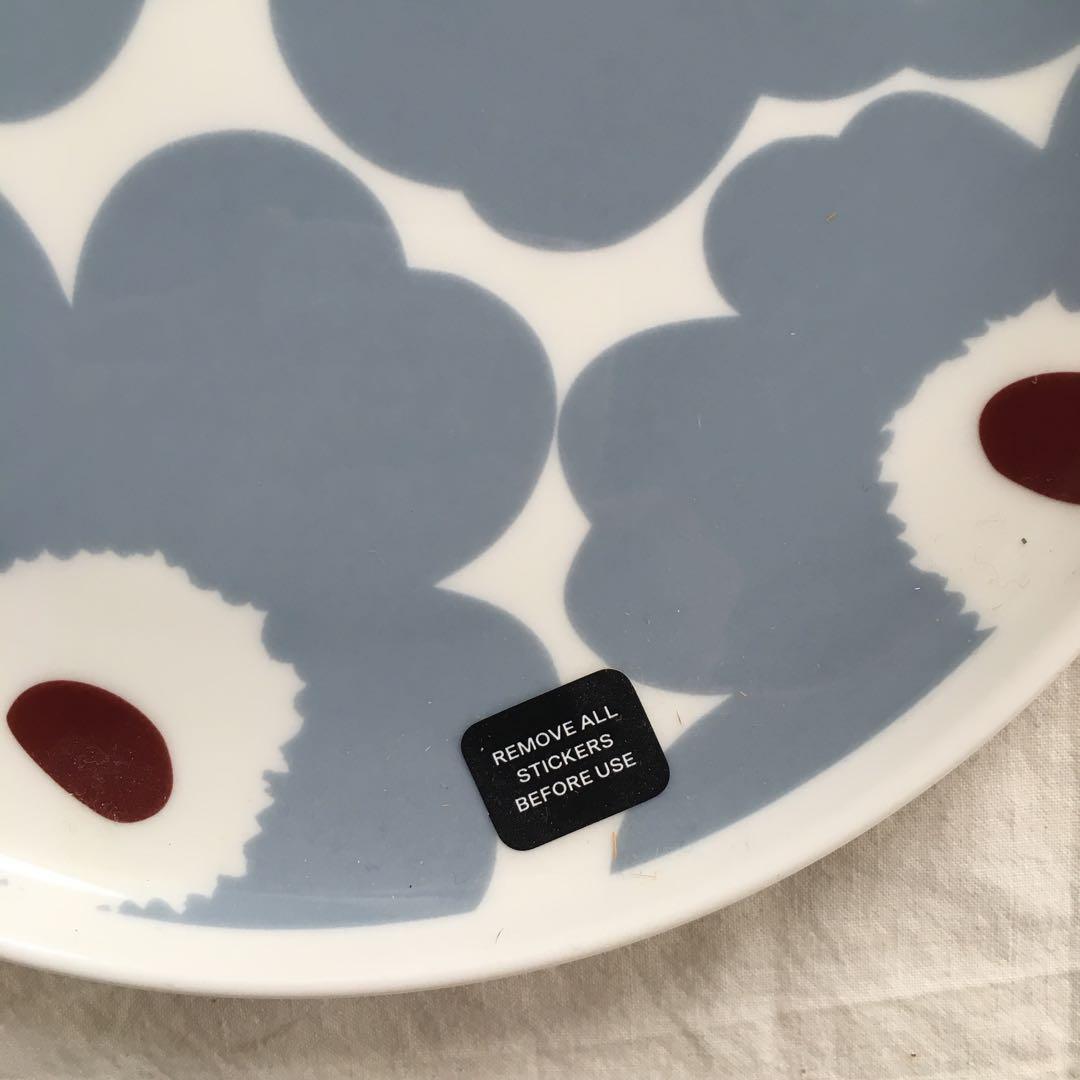 マリメッコ　新品未使用　ウニッコプレート　ブルーグレー