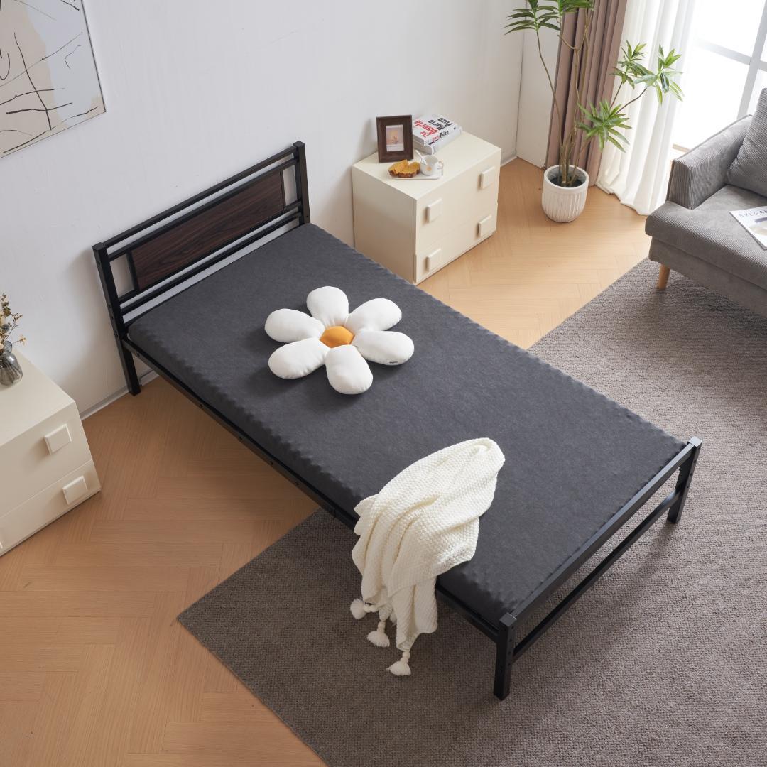 【ブラック】パイプベッド シングル ベッド 宮 三段階高さ調整可 スチール 耐震