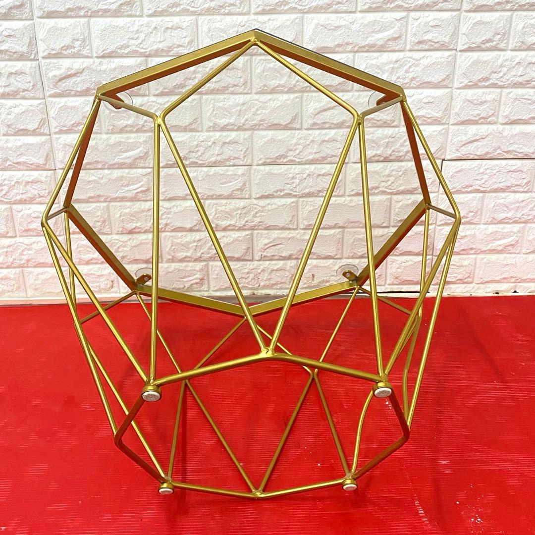 八角形の錬鉄製のコーヒーテーブル、透明な強化ガラス、家庭用リビングルーム