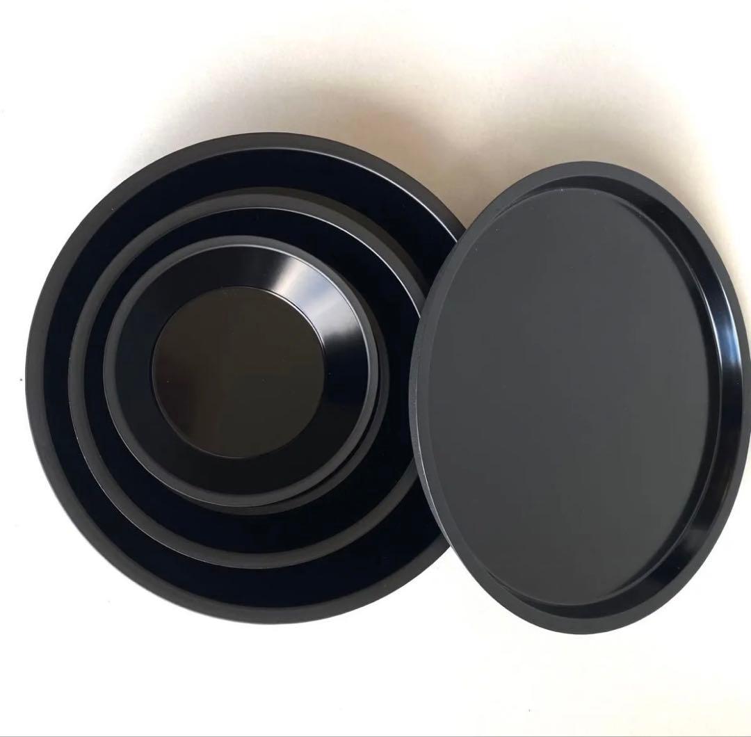 稀少品　皿と鉢の三段重　漆　ブラック　パーティー　デザイン　デザインアワード受賞