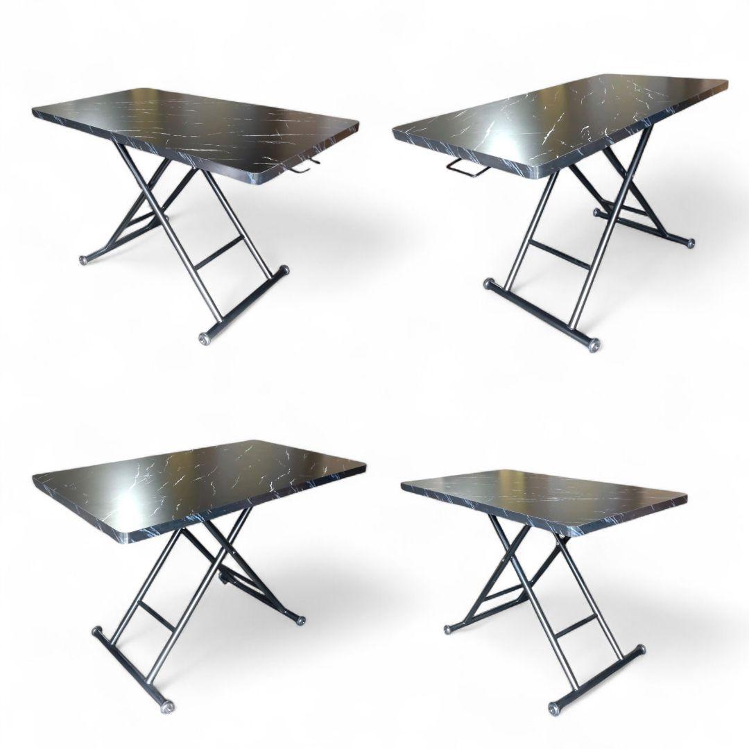 昇降式 テーブル　リフティングテーブル　110 × 60　マーブルストーン調