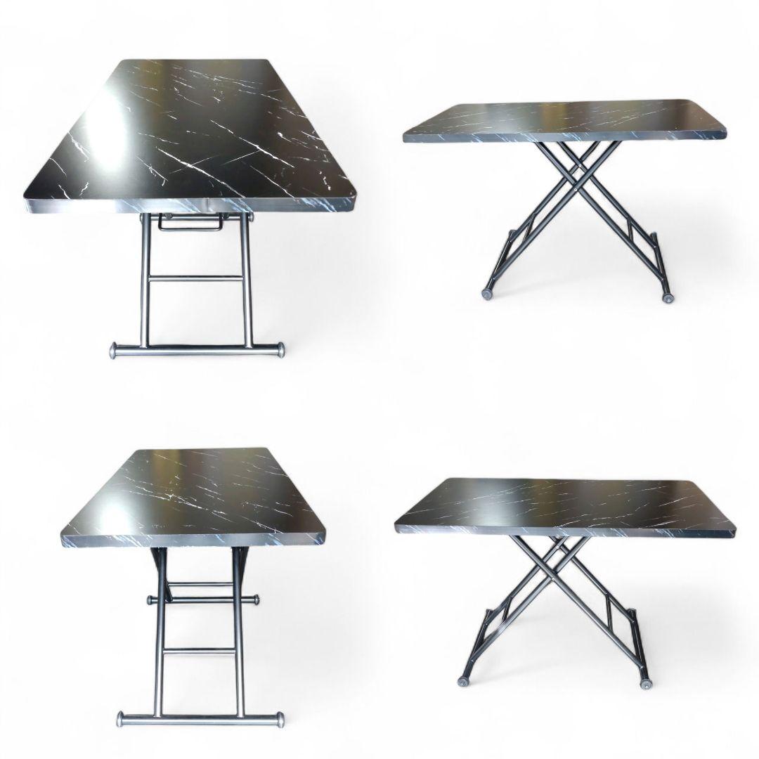 昇降式 テーブル　リフティングテーブル　110 × 60　マーブルストーン調