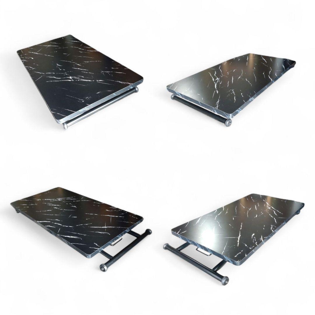 昇降式 テーブル　リフティングテーブル　110 × 60　マーブルストーン調