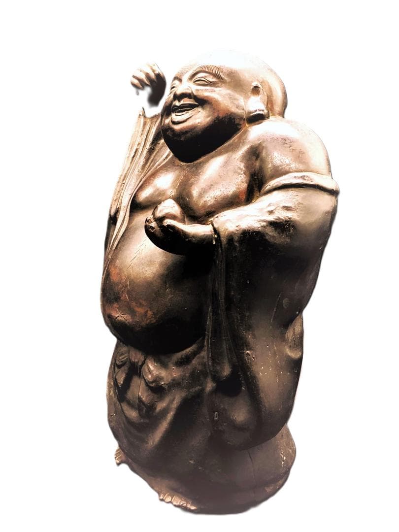 【 江戸期 銅製布袋尊 】　無銘　鋳金師作　36.5ｃｍ　6ｋｇ
