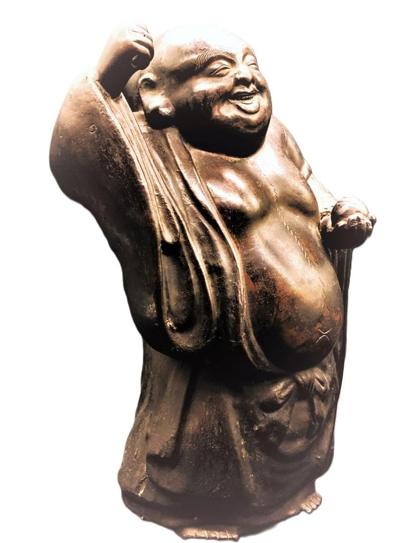 【 江戸期 銅製布袋尊 】　無銘　鋳金師作　36.5ｃｍ　6ｋｇ