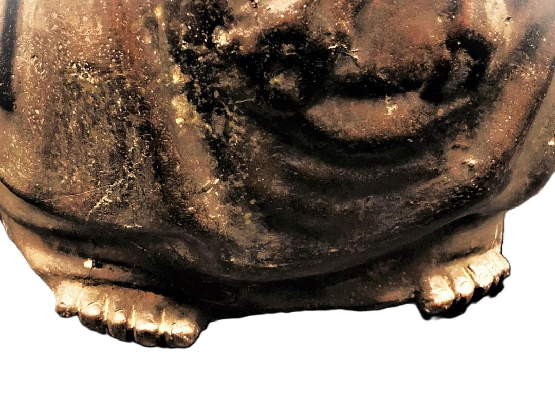 【 江戸期 銅製布袋尊 】　無銘　鋳金師作　36.5ｃｍ　6ｋｇ